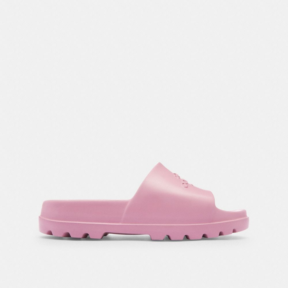 COACH®,Jac Slide,Slides,Logo,Pool,Pink,Angle View