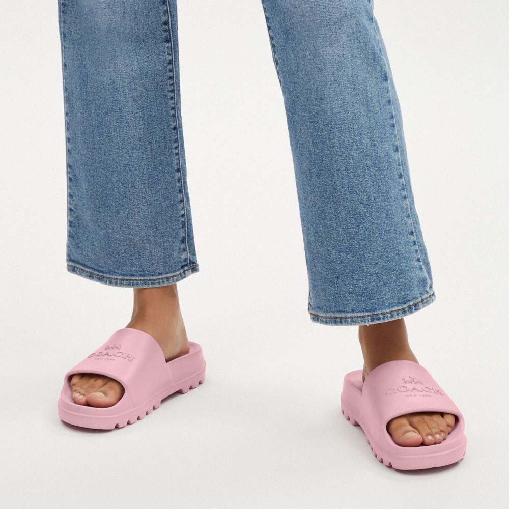 COACH®,Jac Slide,Slides,Logo,Pool,Pink,Detail View