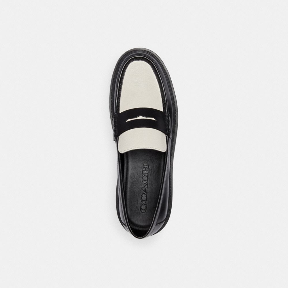 COACH®,COOPER LOAFER,Leather,Black/Chalk,Inside View,Top View