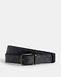 COACH®,BOXED HARNESS AND SIGNATURE BUCKLE CUT-TO-SIZE REVERSIBLE BELT, 38MM,Signature Coated Canvas,Small,Charcoal/Midnight Navy,Front View
