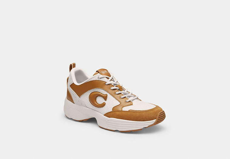 COACH®,STRIDER SNEAKER,Mixed Material,Light Saddle/Chalk,Front View image number 0