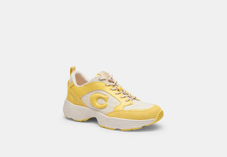 COACH®,STRIDER SNEAKER,Mixed Material,Retro Yellow,Front View