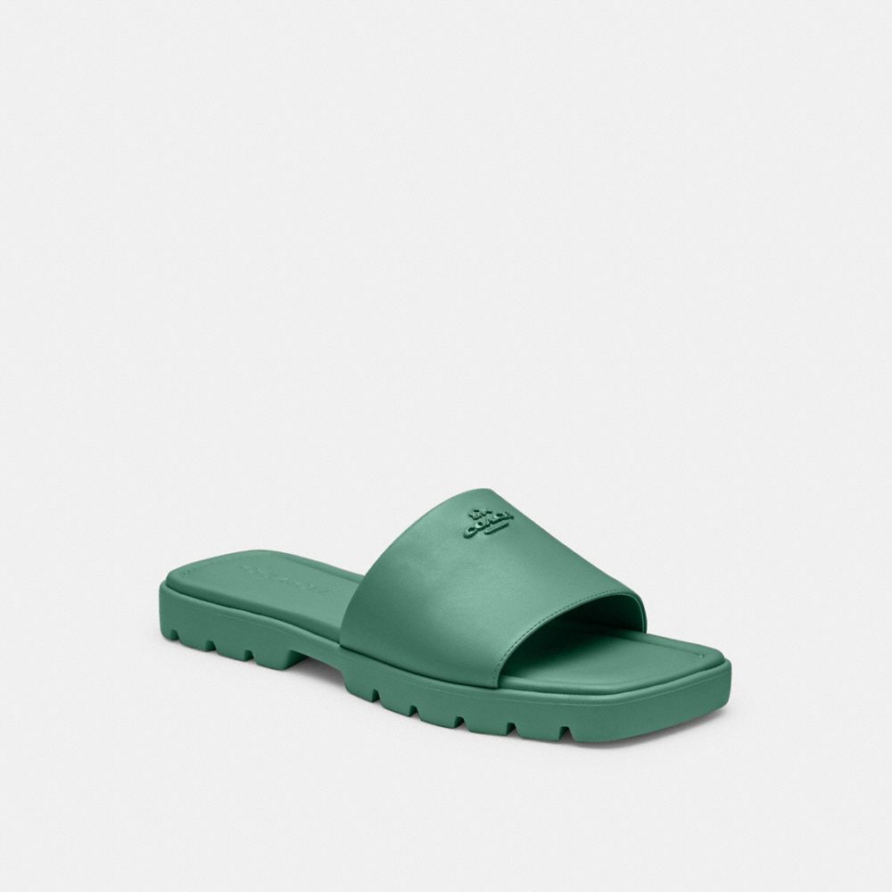 COACH®,FIONA SANDAL,Nylon,Bright Green,Front View