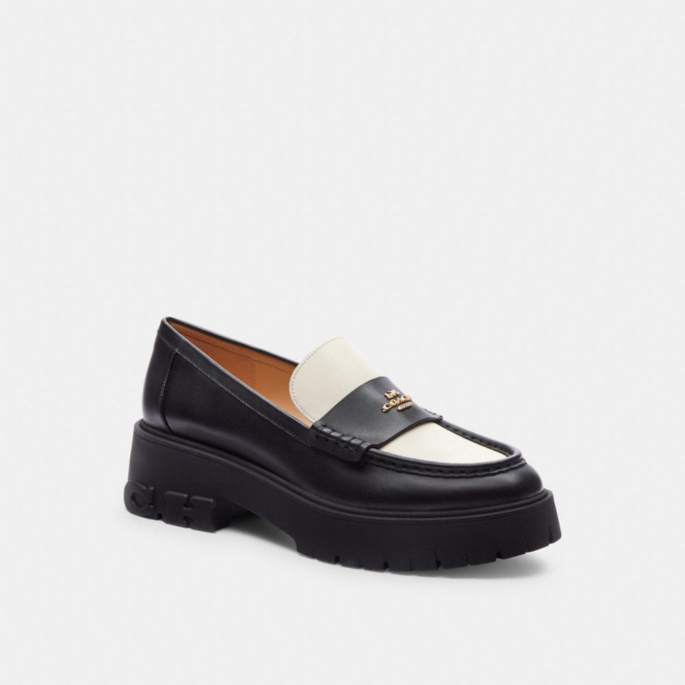 COACH®,RUTHIE LOAFER,Black/Chalk,Front View