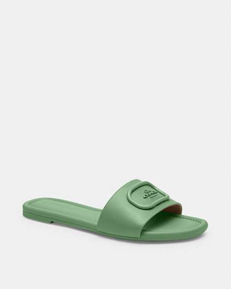 COACH®,EVY SANDAL,Leather,Soft Green,Front View