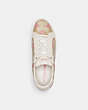 COACH®,CLIP LOW TOP SNEAKER IN SIGNATURE CANVAS WITH HEARTS,canvas,Light Khaki/Pink,Inside View,Top View