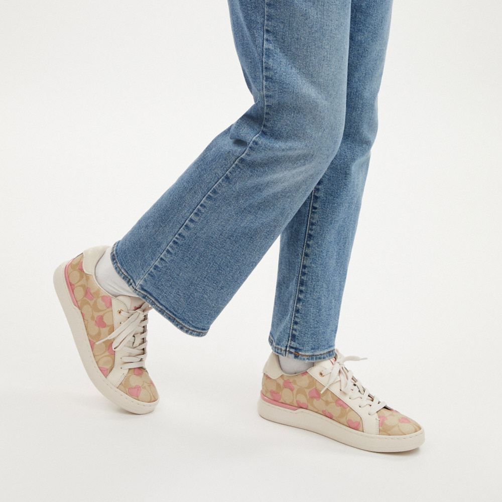 COACH®  Clip Low Top Sneaker In Signature Canvas With Hearts