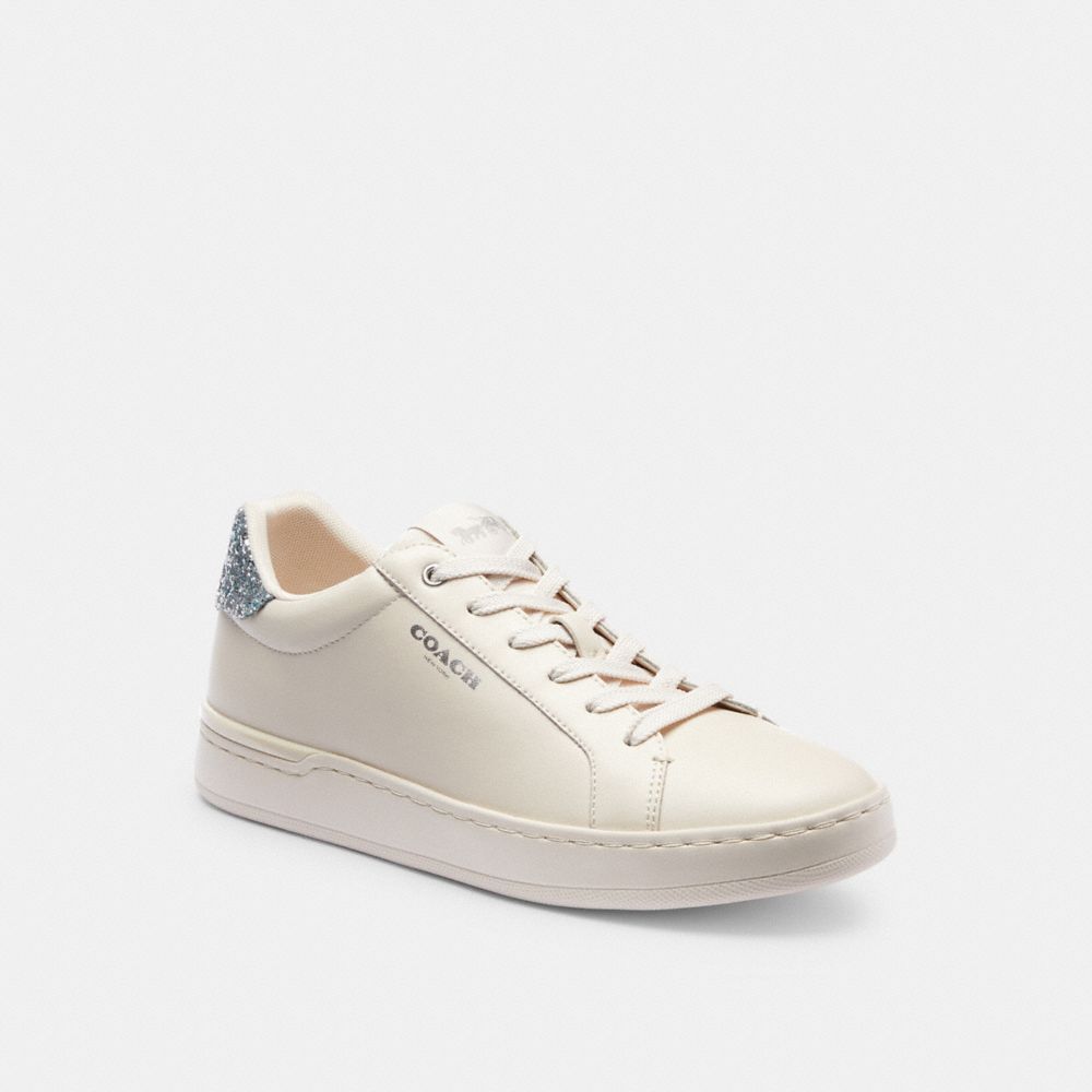 COACH®,CLIP LOW TOP SNEAKER,Chalk/Silver,Front View