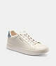 COACH®,CLIP LOW TOP SNEAKER,Leather,Chalk/Silver,Front View