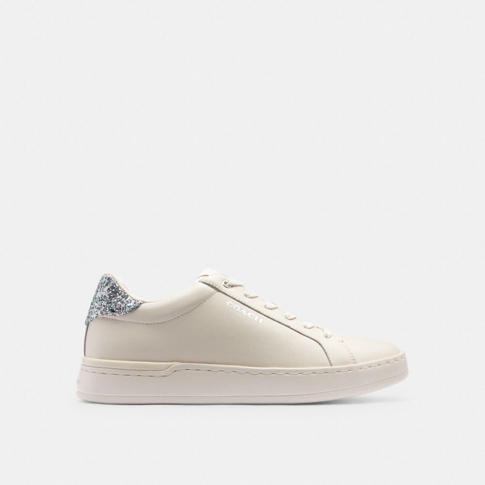 COACH®,CLIP LOW TOP SNEAKER,Chalk/Silver,Angle View