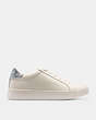 COACH®,CLIP LOW TOP SNEAKER,Leather,Chalk/Silver,Angle View