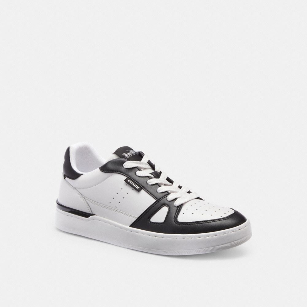 COACH®,CLIP COURT LOW TOP SNEAKER,Black/Optic White,Front View