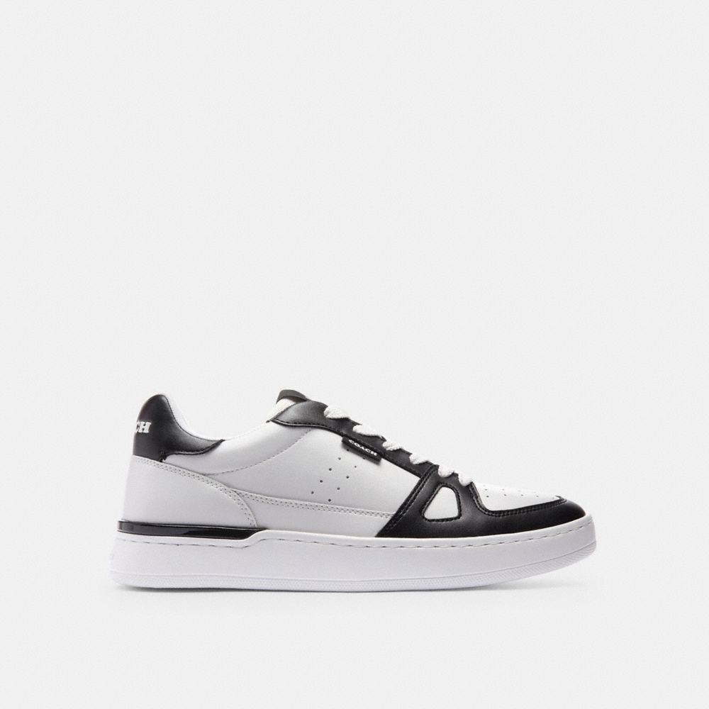 COACH®,CLIP COURT LOW TOP SNEAKER,Black/Optic White,Angle View