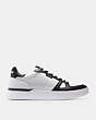 COACH®,CLIP COURT LOW TOP SNEAKER,Leather,Black/Optic White,Angle View