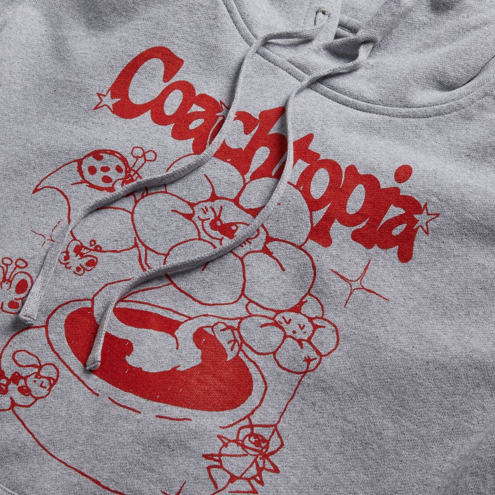 COACH®,Hoodie With Flower Pot Print,Cotton,Recycled Cotton,Sweatshirt,Drawstring,Sustainable,All Season,Casual,Gray,Closer View