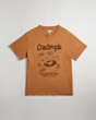 COACH®,Relaxed T-Shirt in 97% Recycled Cotton: Flower Pot,New Item1,Camel,Front View