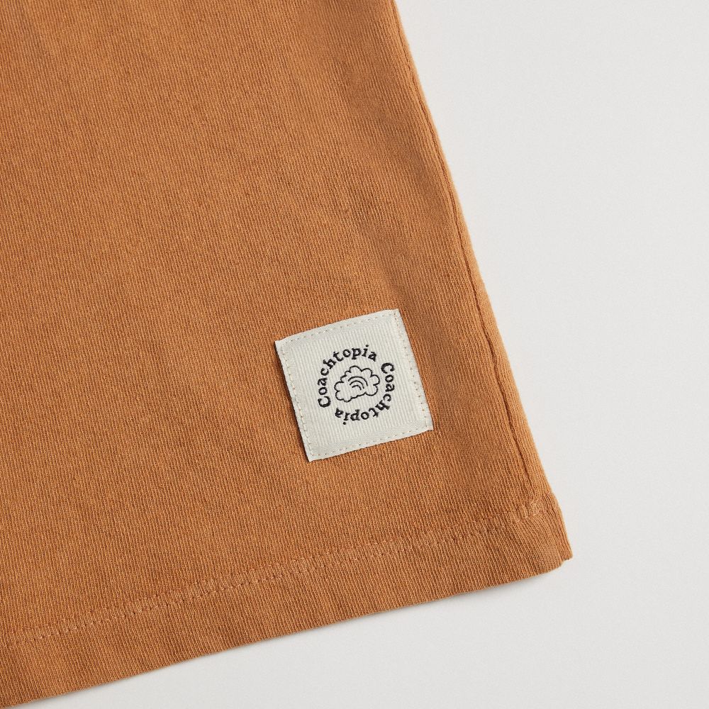 COACH®,Relaxed T Shirt With Flower Pot Print,Cotton,Recycled Cotton,T Shirt,Sustainable,Eco-Friendly,Casual,Brown,Detail View