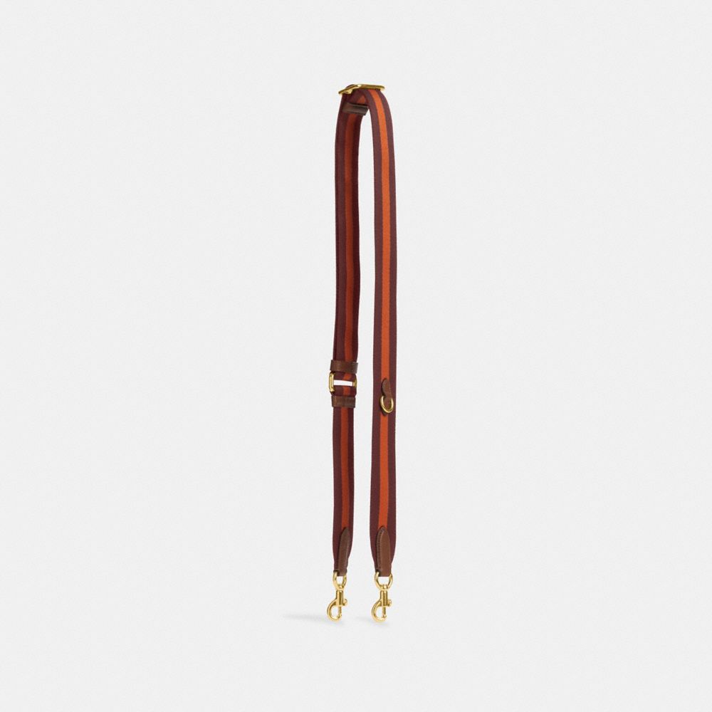 COACH®,WEBBING STRAP,Gold/Wine Multi,Front View