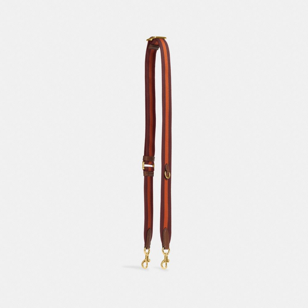 COACH®,WEBBING STRAP,Leather,X-Large,Gold/Wine Multi,Front View