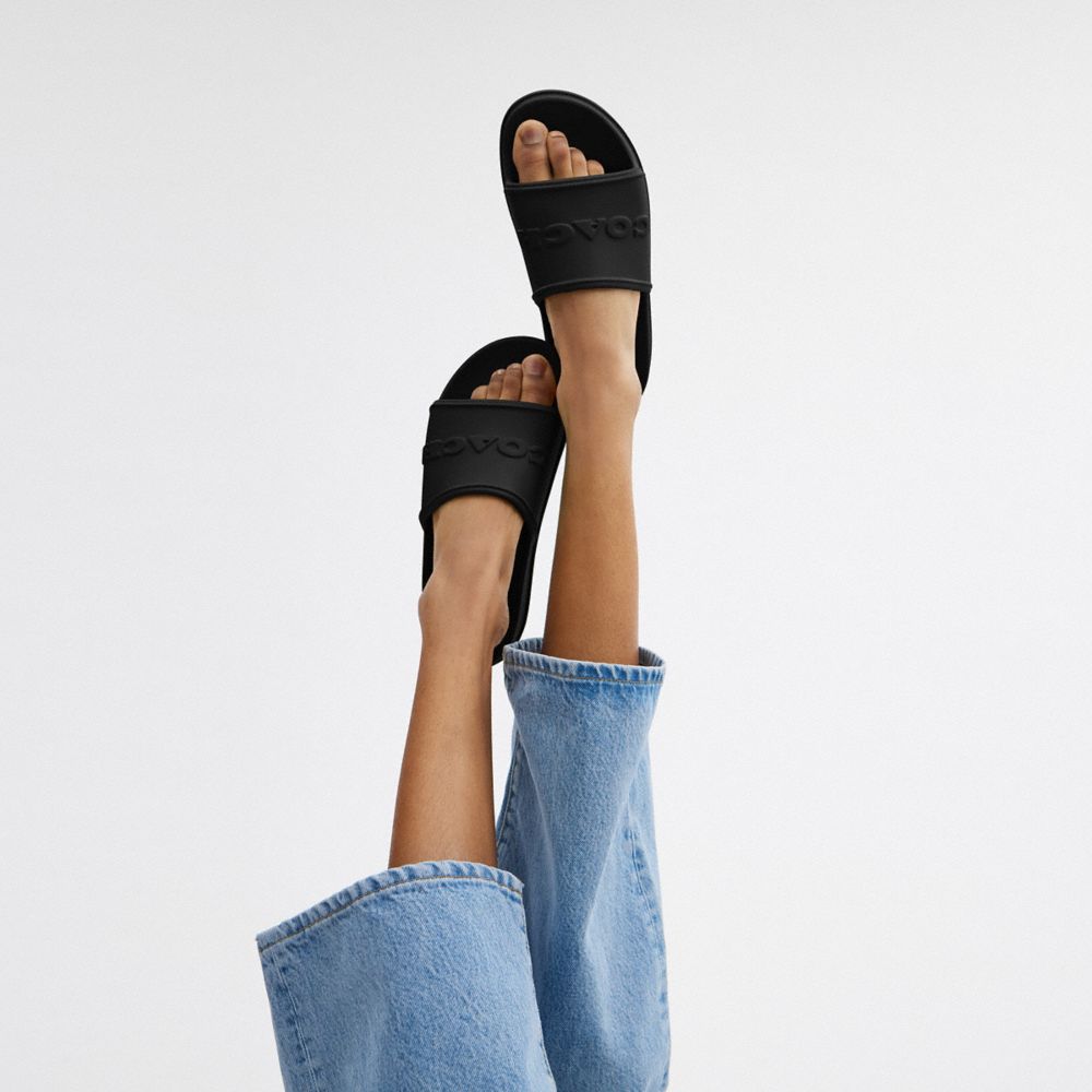 COACH®,Jesse Slide,EVA,Slides,Pull Tab,Casual,Black,Detail View