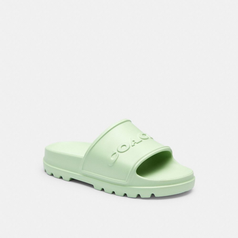COACH®,Jesse Slide,EVA,Slides,Pull Tab,Casual,Green,Front View