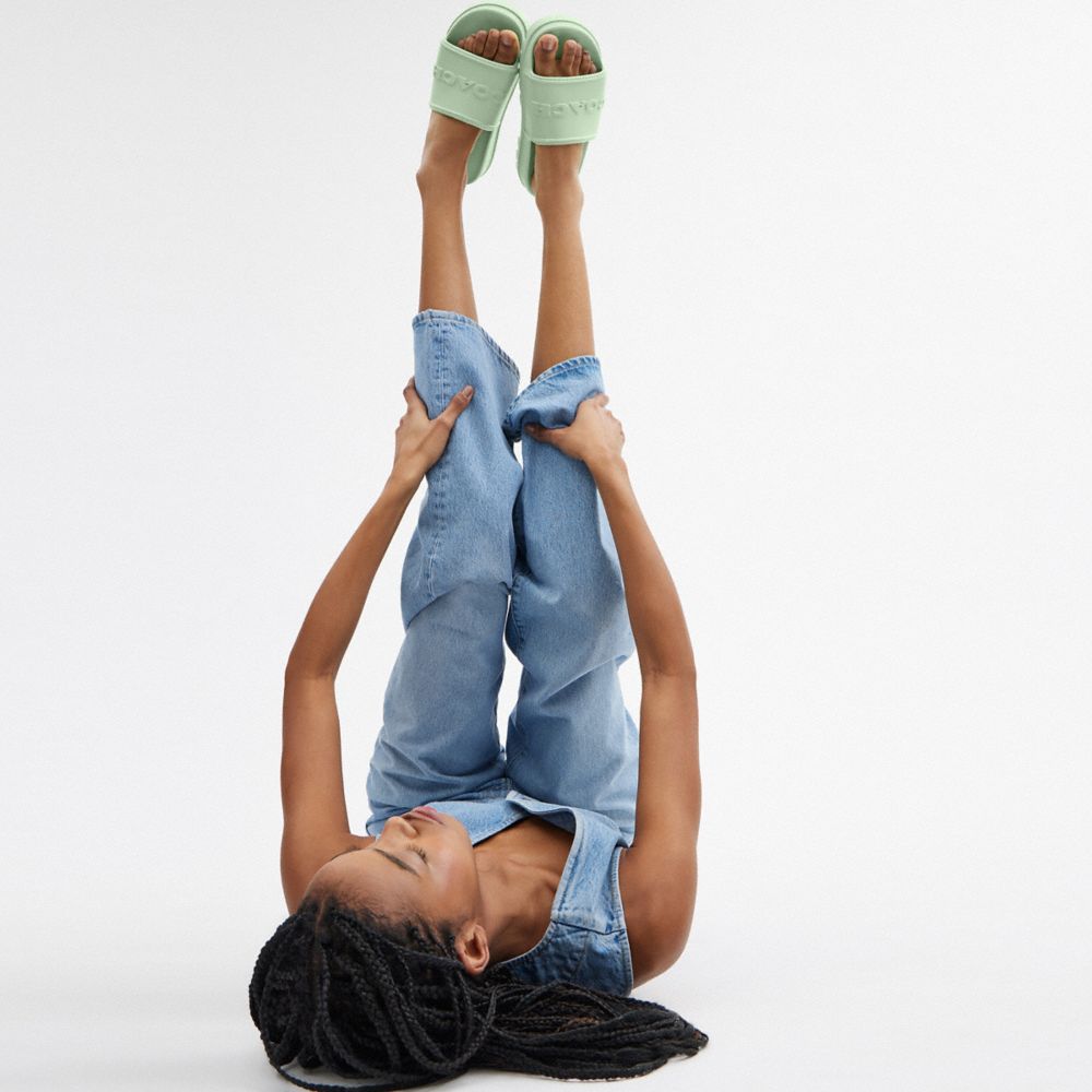 COACH®,Jesse Slide,EVA,Slides,Pull Tab,Casual,Green,Detail View