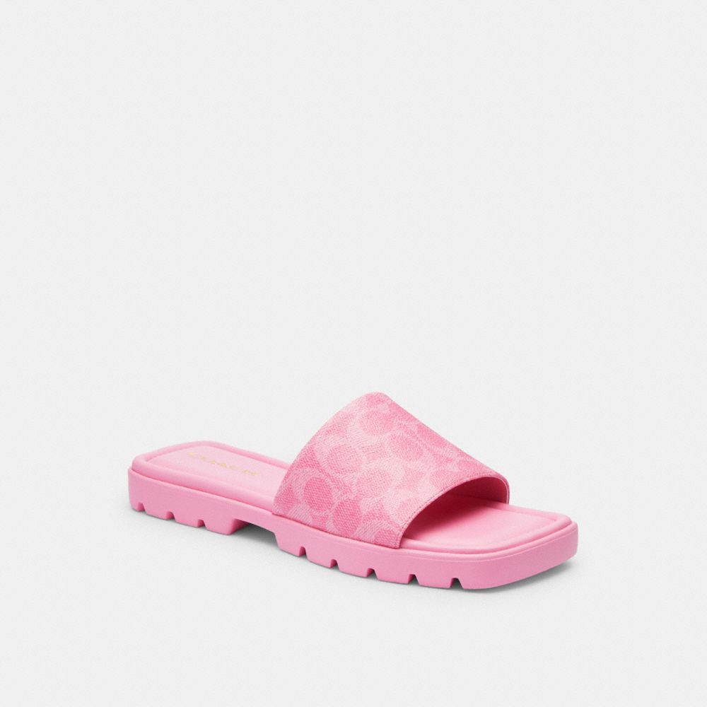 COACH®,FLORENCE SANDAL IN SIGNATURE CANVAS,Coated Canvas,Vivid Pink,Front View