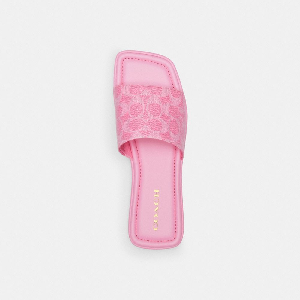 COACH®,Florence Sandal In Signature Canvas,EVA,Canvas,Slides,Sandals,Casual,Pink,Inside View,Top View