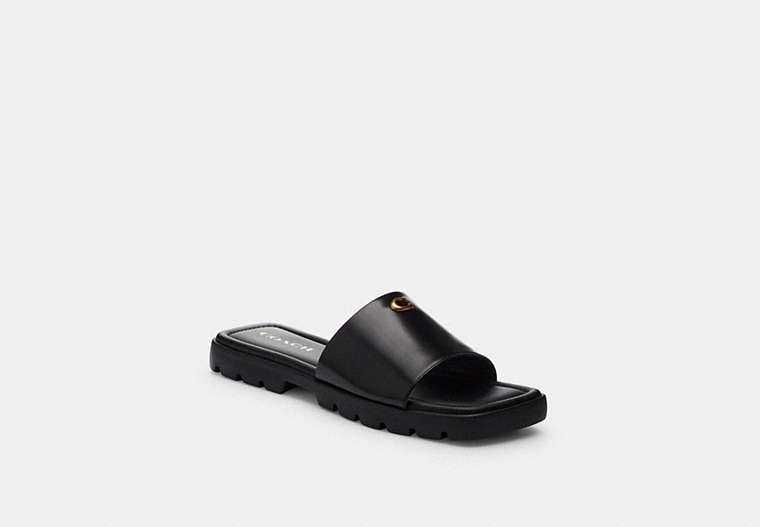 COACH®,FLORENCE SANDAL,Leather,Black,Front View image number 0