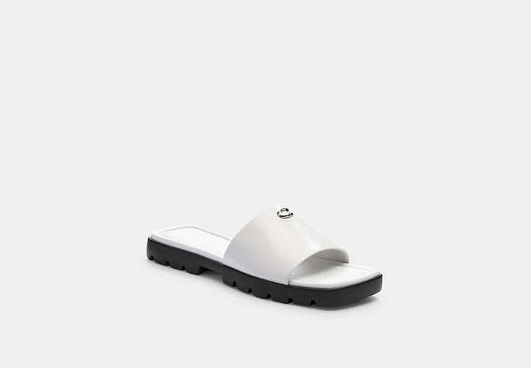 COACH®,FLORENCE SANDAL,Leather,Optic White,Front View