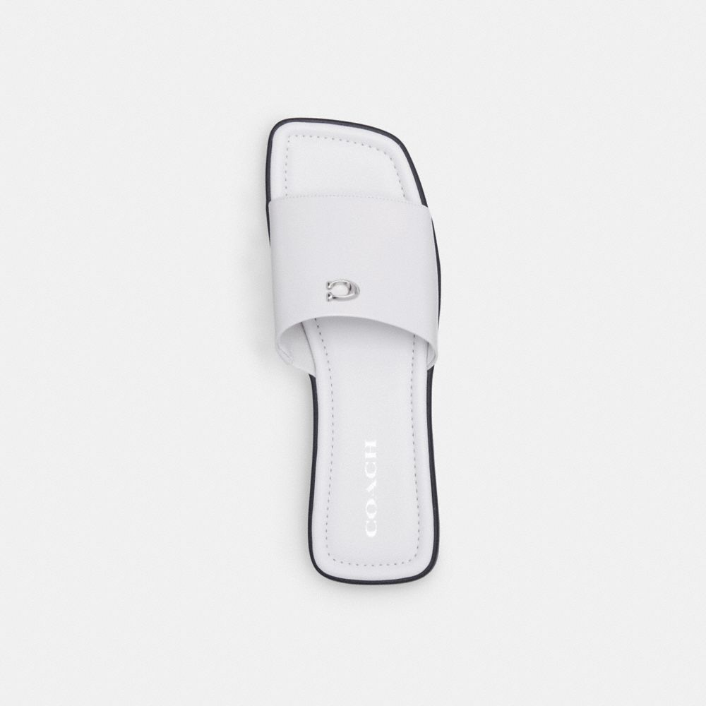 COACH®,FLORENCE SANDAL,Leather,Optic White,Inside View,Top View