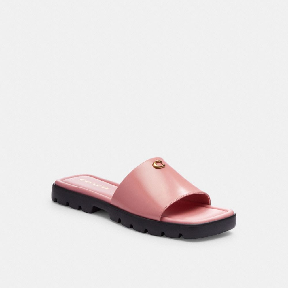 COACH®,FLORENCE SANDAL,Leather,Bubblegum,Front View