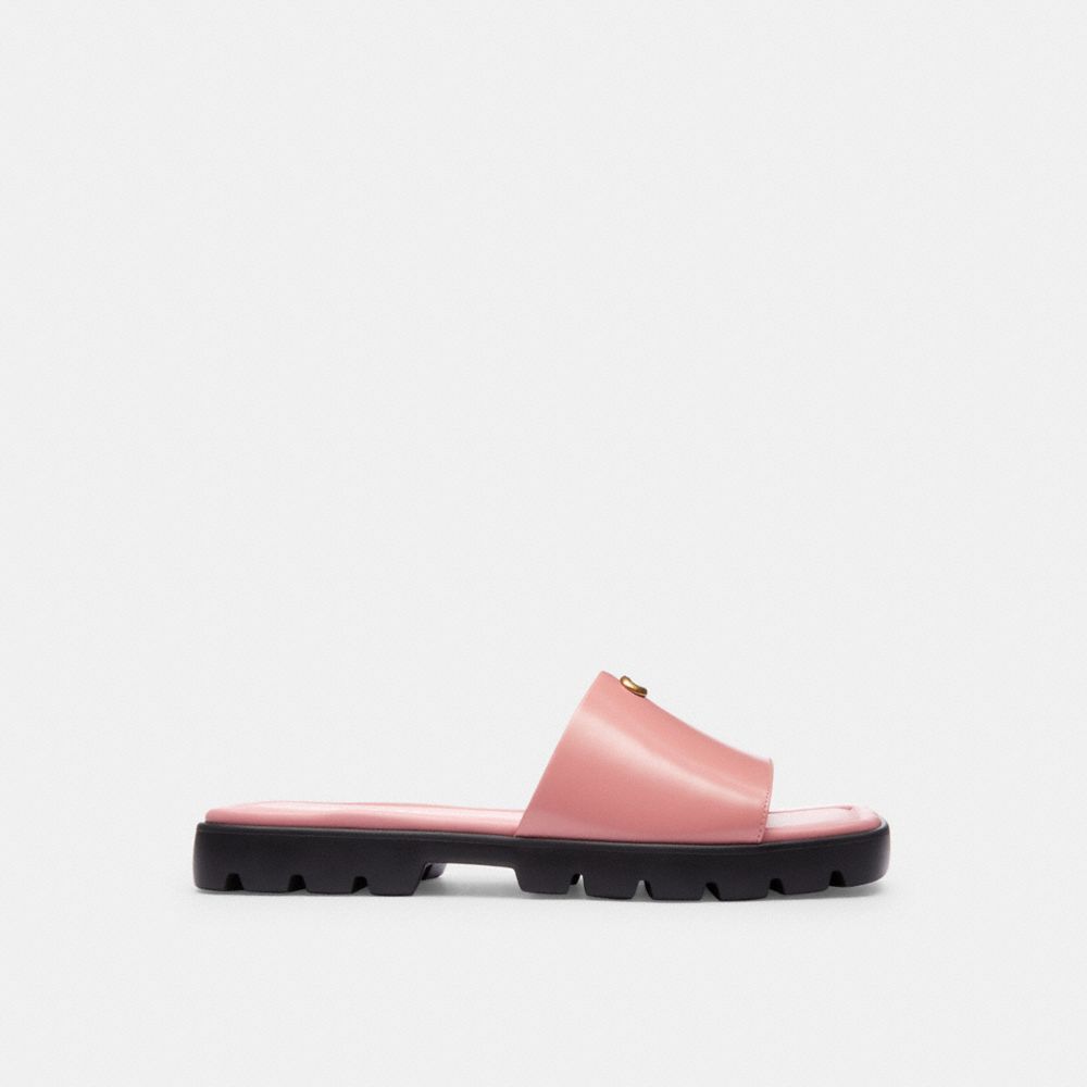 COACH®,FLORENCE SANDAL,Leather,Bubblegum,Angle View