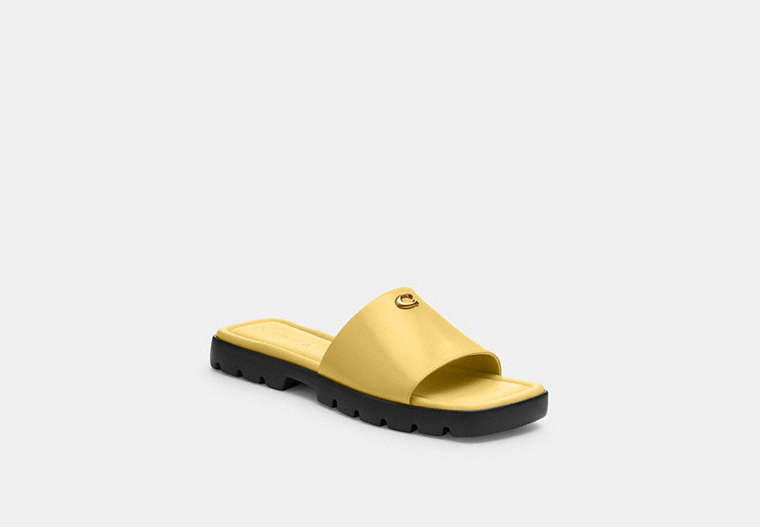 COACH®,FLORENCE SANDAL,Leather,Daffodil,Front View
