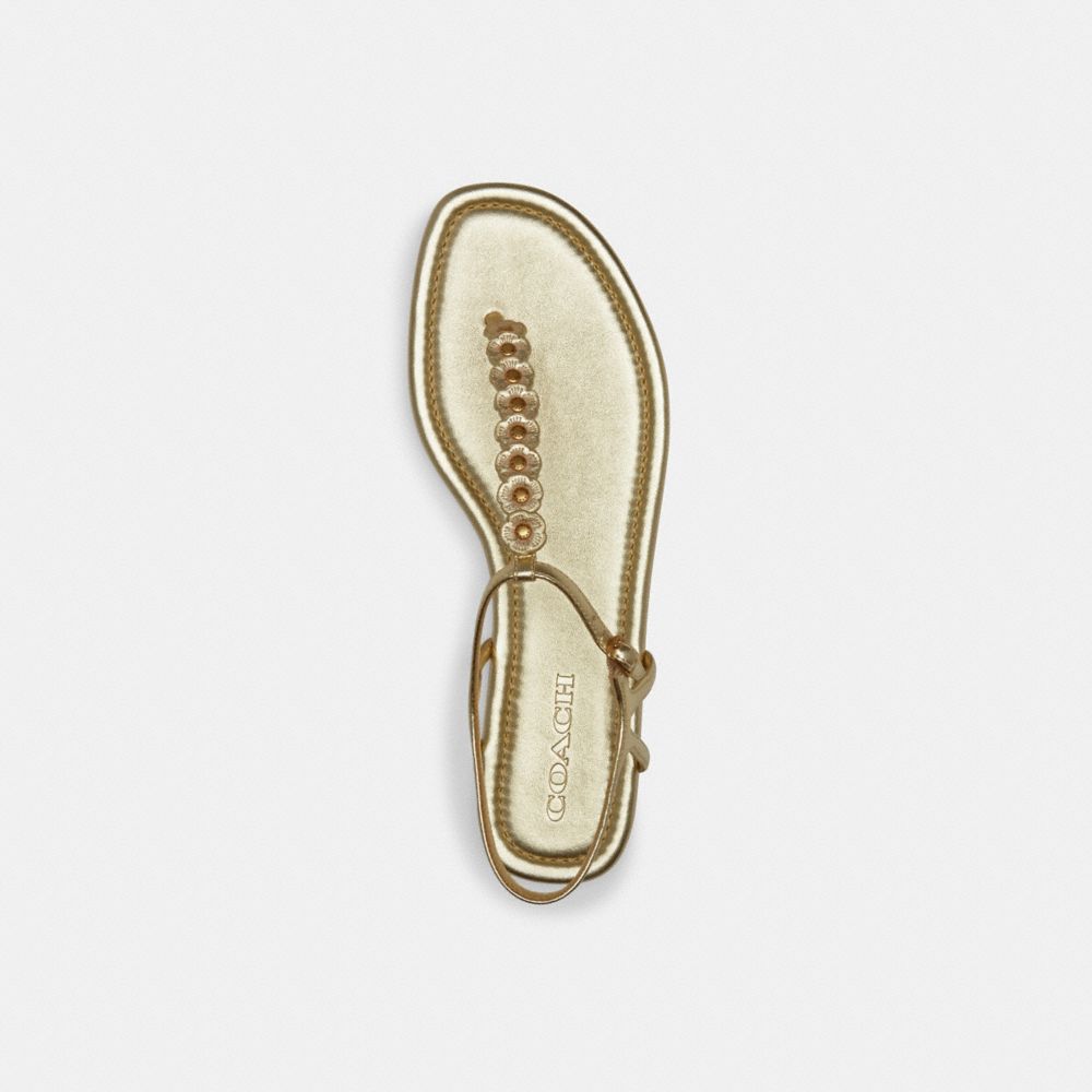 COACH®,JACQUELINE SANDAL,Metallic Leather,Gold,Inside View,Top View