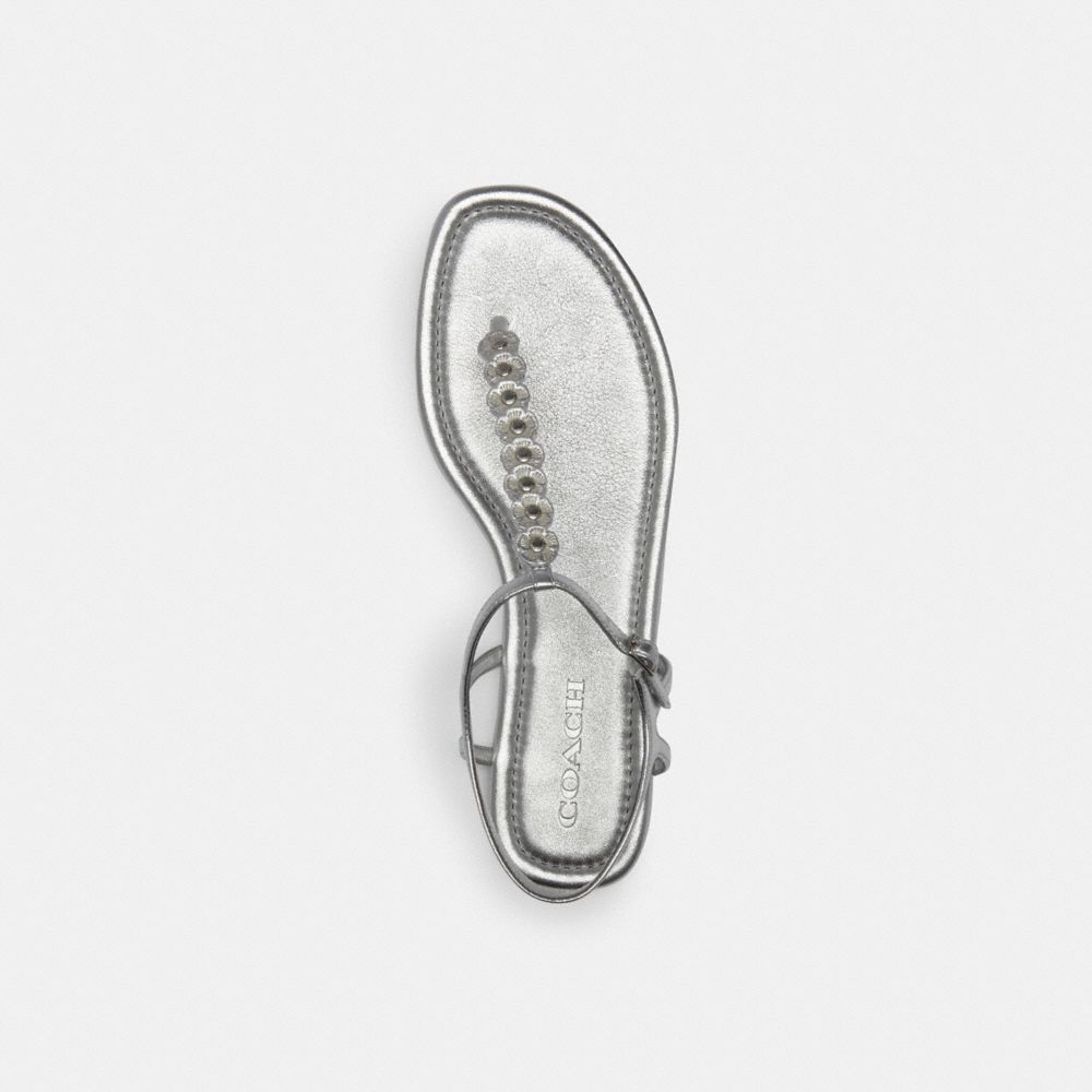 COACH®,Jacqueline Sandal,Sandals,Rhinestones,Silver Metal,Day Party,Silver,Metallic,Inside View,Top View