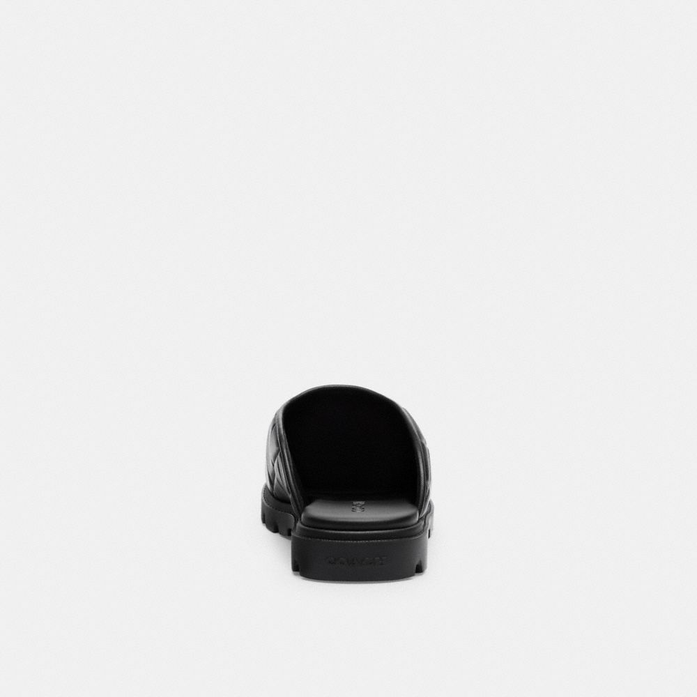COACH®,Alyssa Clog With Quilting,Lining Leather,Leather,Rubber,Flats,Mules,Logo,Cushioned,Casual,Black,Alternate View