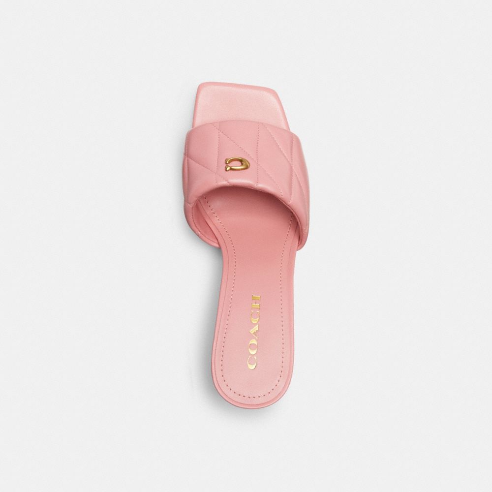 COACH®,Emma Wedge With Quilting,Rubber,Lining Leather,Leather,Slides,Logo,Traction,Day Party,,Inside View,Top View