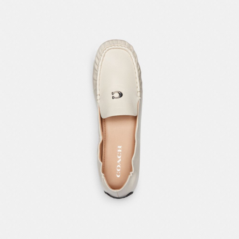 COACH®,Ronnie Loafer,Rubber,Loafer,Flats,Metal,Logo,Work,Cream,Inside View,Top View