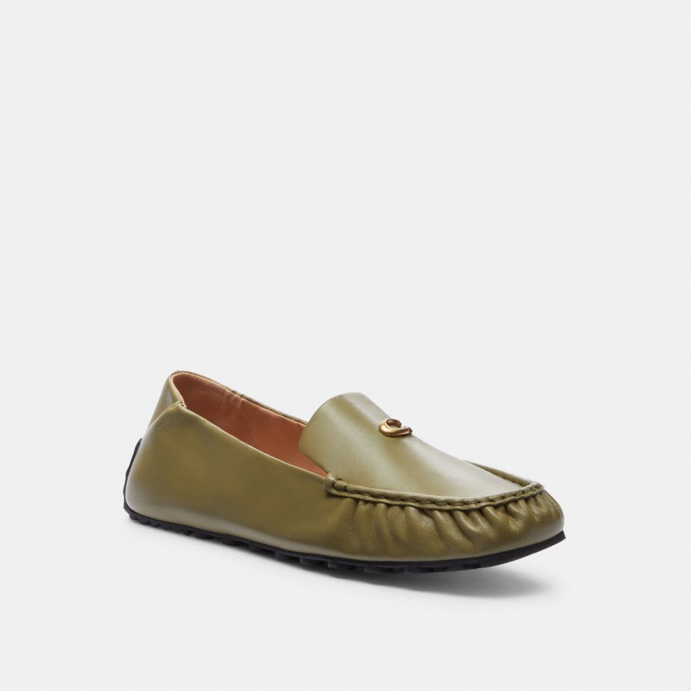 COACH®,RONNIE LOAFER,Leather,Moss,Front View