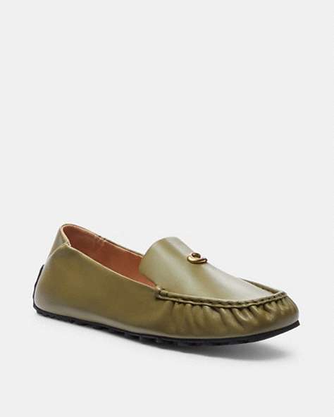 COACH®,RONNIE LOAFER,Leather,Moss,Front View