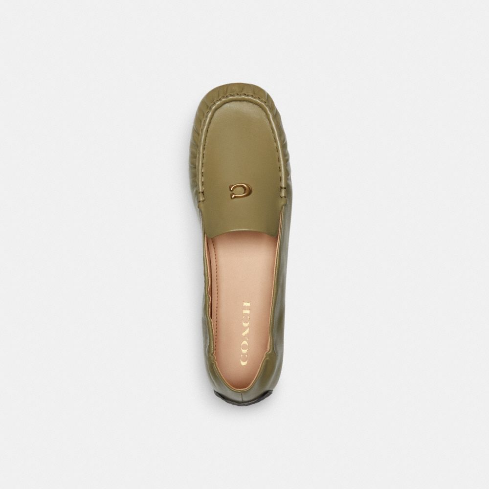 COACH®,Ronnie Loafer,Rubber,Loafer,Flats,Metal,Logo,Work,Olive,Inside View,Top View