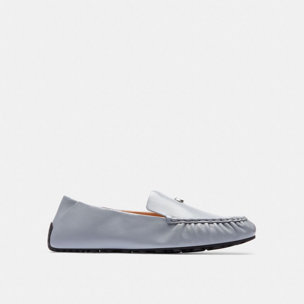 COACH®,Ronnie Loafer,Rubber,Flats,Loafer,Logo,Metal,Work,Gray,Angle View