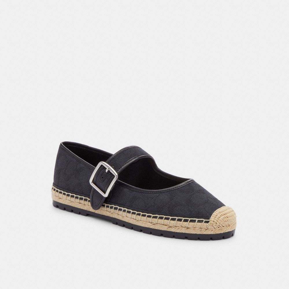 COACH®,ESPADRILLE COURTNEY EN TOILE SIGNATURE,La toile enduite Signature de Coach,Noir,Front View