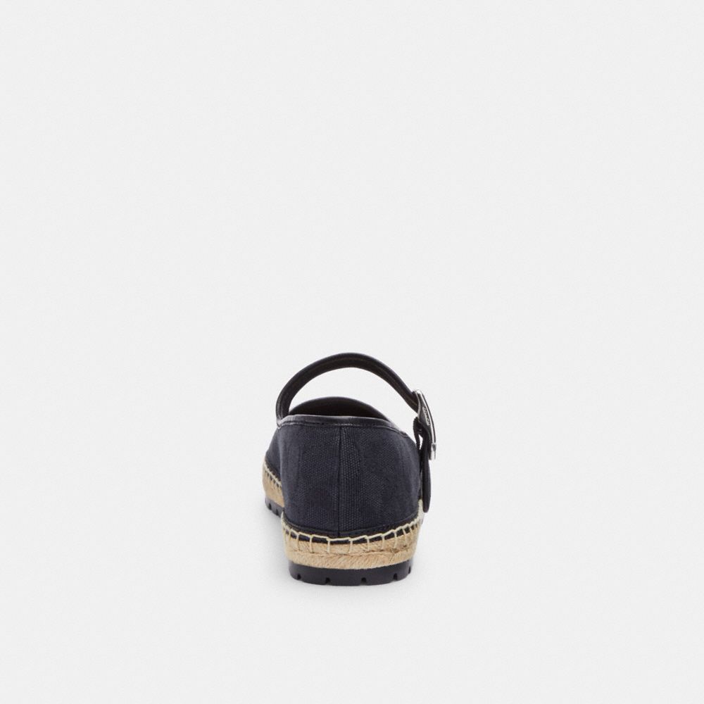 COACH®,Courtney Espadrille In Signature Canvas,Rubber,Espadrilles,Flats,Leather Embellishment,Pull Tab,Casual,Black,Alternate View