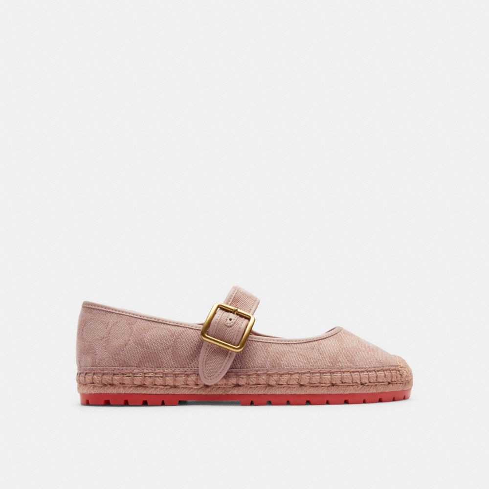 COACH®,COURTNEY ESPADRILLE IN SIGNATURE CANVAS,Signature Coated Canvas,Light Rose,Angle View