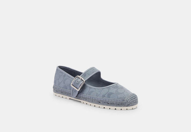 COACH®,COURTNEY ESPADRILLE IN SIGNATURE CANVAS,Signature Coated Canvas,Grey Blue,Front View