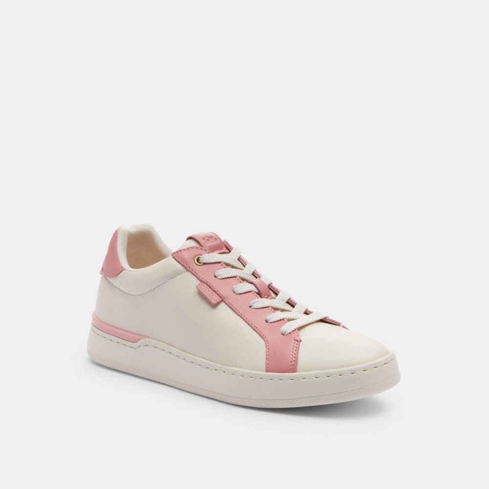 COACH®,LOWLINE LOW TOP SNEAKER,Leather,Bubblegum,Front View