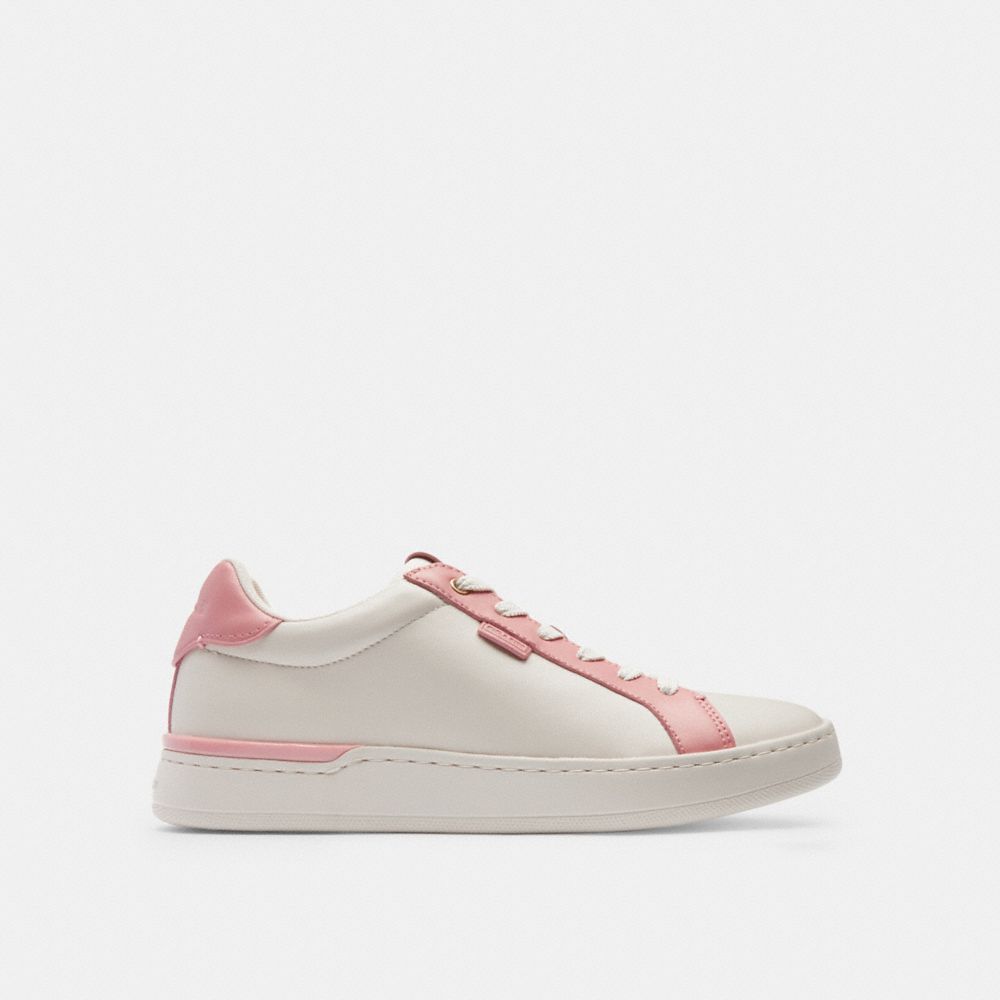COACH®,LOWLINE LOW TOP SNEAKER,Leather,Bubblegum,Angle View