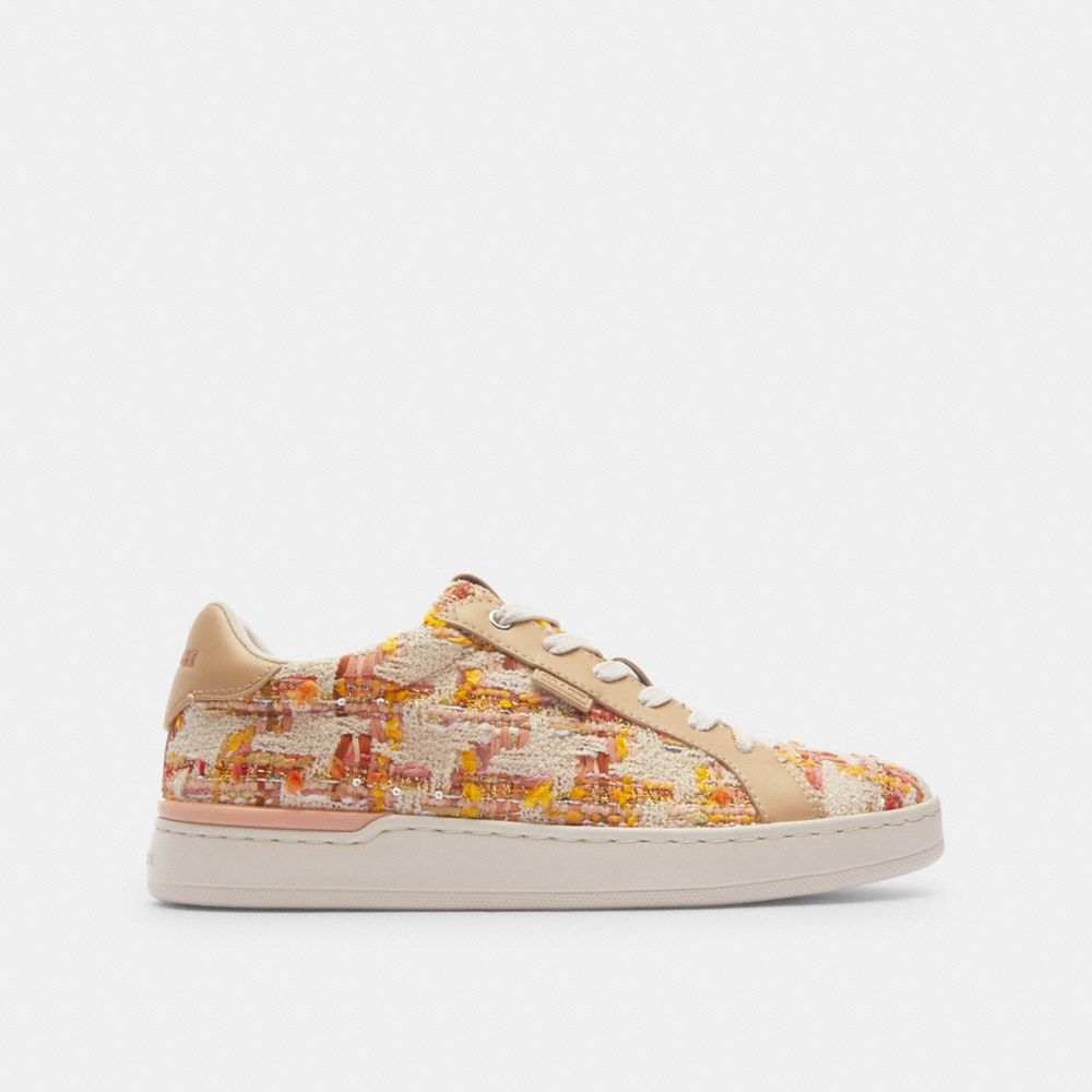 COACH®,LOWLINE LOW TOP SNEAKER,Leather,Neutral,Angle View